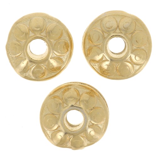 Cuentas redondas aplanadas de zamac étnico 7 mm - Dorado con oro fino x4