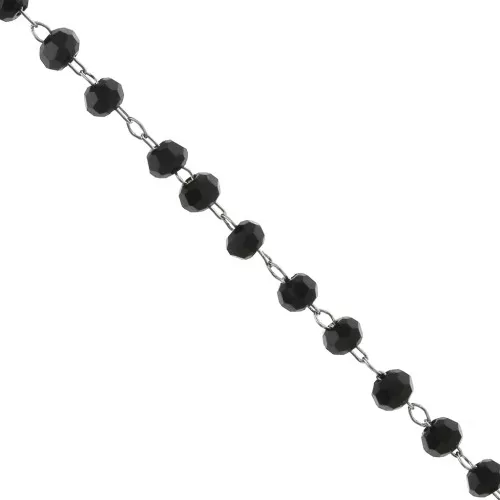 Cadena con cuentas facetadas de vidrio 3 mm en Acero inoxidable - Negrox1m