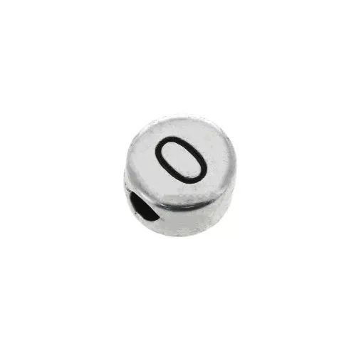 Abalorios Letras Redondas Cuentas Alfabeto zamac 7 mm -0- Plateado envejecido x1