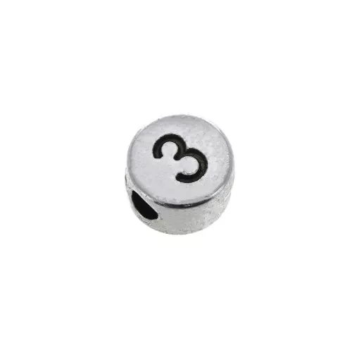 Abalorios Letras Redondas Cuentas Alfabeto zamac 7 mm -3- Plateado envejecido x1