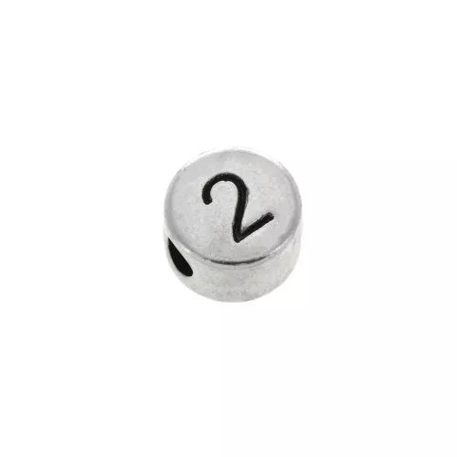 Abalorios Letras Redondas Cuentas Alfabeto zamac 7 mm 2- Plateado envejecido x1