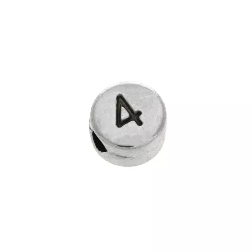 Abalorios Letras Redondas Cuentas Alfabeto zamac 7 mm 4- Plateado envejecido x1
