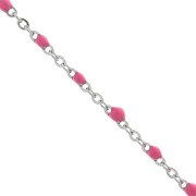 Cadena con cuentas de resina epoxi 2 mm - Acero inoxidable - Rosa x1m|raw }}