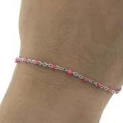 Cadena con cuentas de resina epoxi 2 mm - Acero inoxidable - Rosa x1m