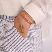 Cadena con cuentas de resina epoxi 2 mm - Acero inoxidable - Dorado de lentejuelas x1m