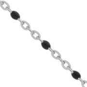 Cadena con cuentas de resina epoxi 2 mm - Acero inoxidable - Negro x1m