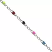 Cadena con cuentas de resina epoxi 2 mm - Acero inoxidable - Multicolor flashy x1m