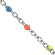 Cadena con cuentas de resina epoxi 2 mm - Acero inoxidable - Multicolor flashy x1m