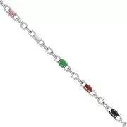 Cadena con cuentas de resina epoxi 2 mm - Acero inoxidable - Multicolor x1m