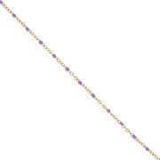 Cadena con cuentas de resina epoxi 2 mm - Acero inoxidable Dorado - Violeta x1m
