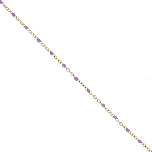 Cadena con cuentas de resina epoxi 2 mm - Acero inoxidable Dorado - Violeta x1m