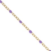 Cadena con cuentas de resina epoxi 2 mm - Acero inoxidable Dorado - Violeta x1m