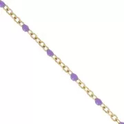 Cadena con cuentas de resina epoxi 2 mm - Acero inoxidable Dorado - Violeta x1m