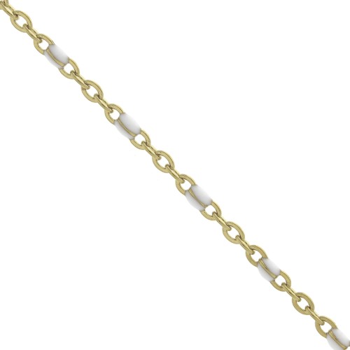 Cadena con cuentas de resina epoxi 2 mm - Acero inoxidable Dorado - Blanco x1m