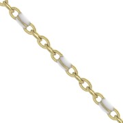 Cadena con cuentas de resina epoxi 2 mm - Acero inoxidable Dorado - Blanco x1m
