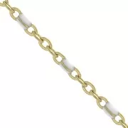 Cadena con cuentas de resina epoxi 2 mm - Acero inoxidable Dorado - Blanco x1m
