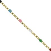 Cadena con cuentas de resina epoxi 2 mm - Acero inoxidable Dorado - Multicolor x1m|raw }}