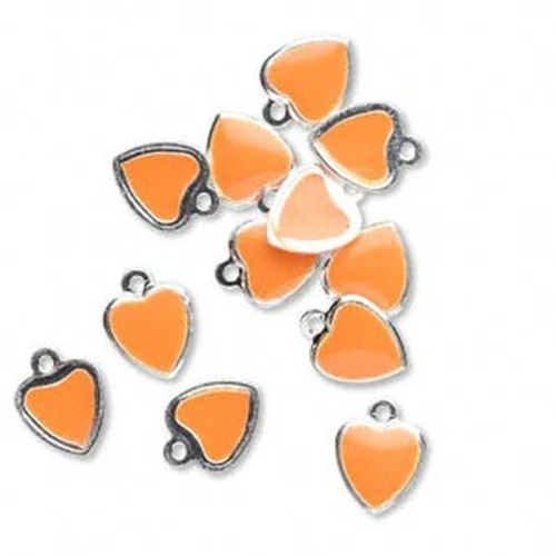 Dije corazón esmaltado epoxi 9 mm Naranja x1
