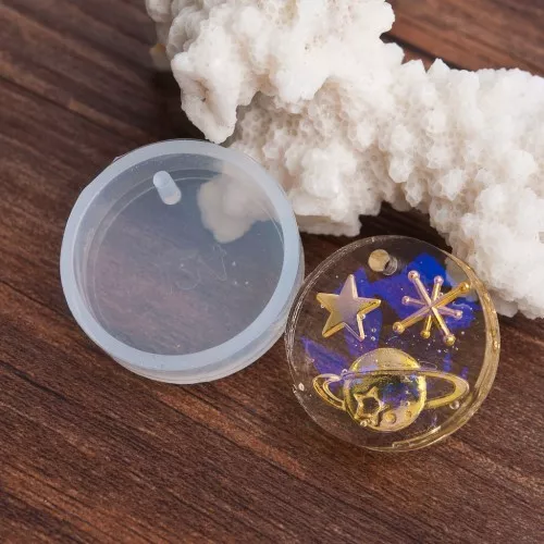 Molde de silicono redondo pour réaliser des pendentifs de resina x1