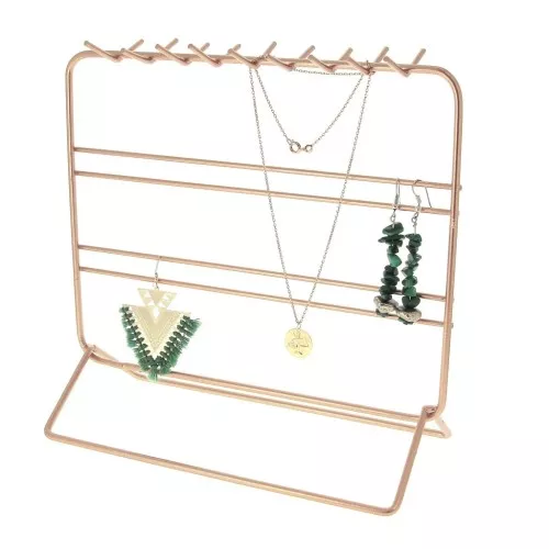 Organizador de joyas 20x21 cm de metal - Dorado rosa x1