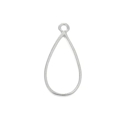 Colgante gota para resina UV y arcilla polimérica 30x14,5 mm - Plateado finx1