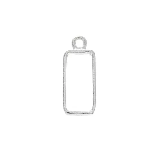 Colgante rectángulo para resina UV y arcilla polimérica 25x10 mm - Plateado finx1
