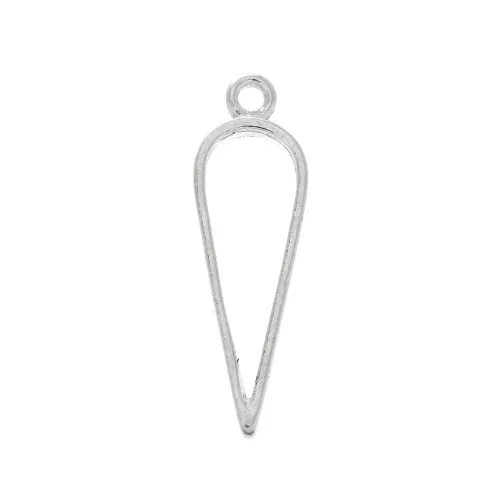 Colgante de punta para resina UV y arcilla polimérica 34x11 mm - Plateado fino x1