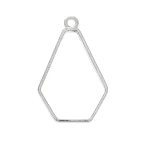 Colgante hexagonal para resina UV y arcilla polimérica 35x22,5 mm-Plateado finex1