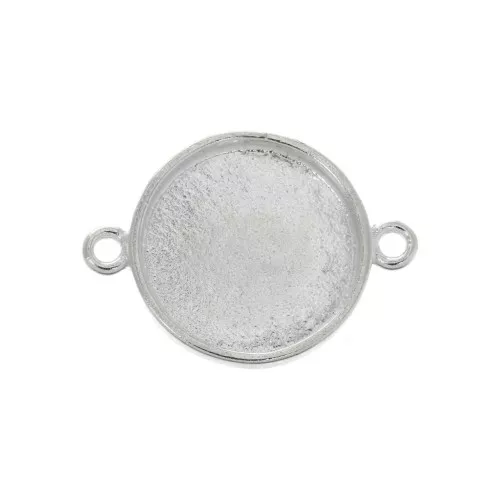 Entrepieza redonda engarzada para cabujón de fondo plano 20 mm - Plateado fino