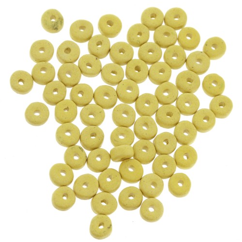Cuentas arandalas Heishi de cerámica 5.3x2.5 mm - Amarillo lima mate x30