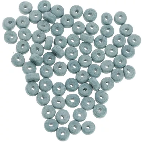Cuentas arandalas Heishi de cerámica 5,3x2,5 mm - Azul gris mate x30