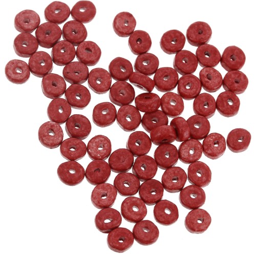 Cuentas arandalas Heishi de cerámica 5.3x2.5 mm - Rojo mate x30