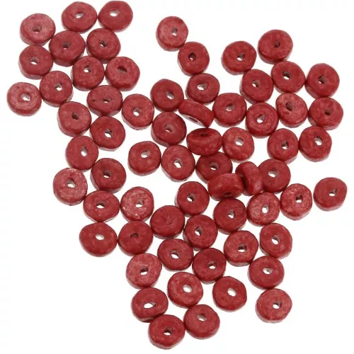 Cuentas arandalas Heishi de cerámica 5.3x2.5 mm - Rojo mate x30