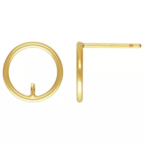 Pendientes círculo calado 10 mm para piedra mitad agujeada - Gold Filled x2