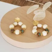 Cuenta arandela tibetana de latón estilo étnico 14 mm Rojo - Turquesa x1