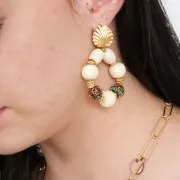 Cuenta arandela tibetana de latón estilo étnico 14 mm Rojo - Turquesa x1