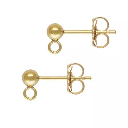 Pendientes bolas 3 mm con anilla soldada de Gold filled x20