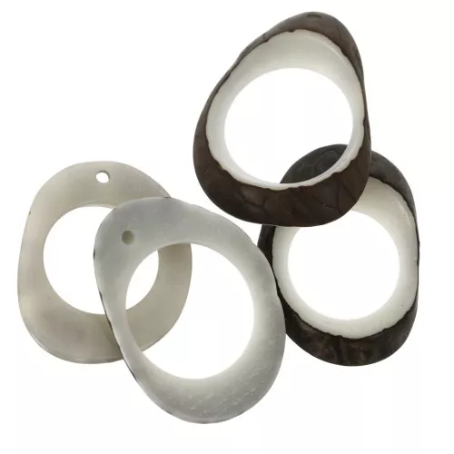 Colgantes ovalados irregulares calados de Tagua 24x22 mm - Marfil x4