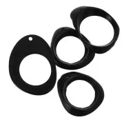 Colgantes ovalados irregulares calados de Tagua 24x22 mm  - Negro x4