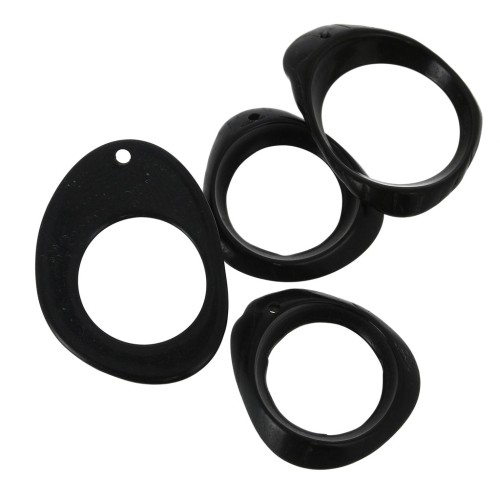 Colgantes ovalados irregulares calados de Tagua 24x22 mm  - Negro x4