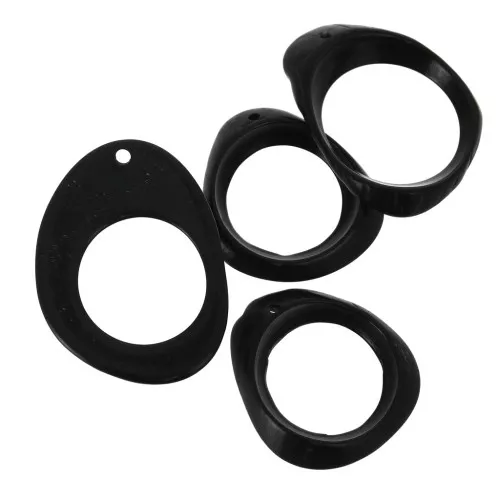 Colgantes ovalados irregulares calados de Tagua 24x22 mm - Negro x4