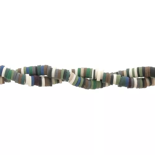 Cuentas arandalas Heishi 4x1 mm Multicolor - Verde - Marrón x39 cm