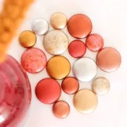 Cabuchón redondo de vidrio por Puca® 25 mm Golden Mat x1