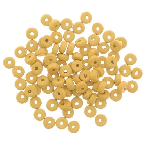 Cuentas arandalas Heishi de cerámica 5.3x2.5 mm - Amarillo mate x30