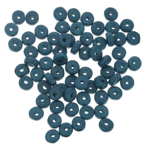 Cuentas arandalas Heishi de cerámica 5.3x2.5 mm - Azul pato mate x30