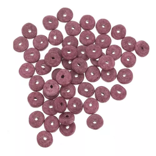 Cuentas arandalas Heishi de cerámica 5.3x2.5 mm - Prune mat x30