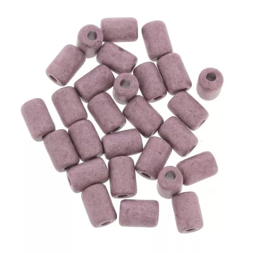 Cuentas tubos estilo Heishi de cerámica 6.8x10 mm - Malva mat x10