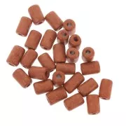 Cuentas tubos estilo Heishi de cerámica 6.8x10 mm - Naranja Coral mat x10