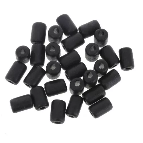 Cuentas tubos estilo Heishi de cerámica 6.8x10 mm - Negro mat x10
