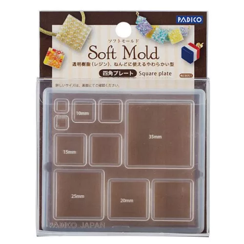 Molde silicono para hacer cabuchones cuadrados planos - Padico - para resina x1